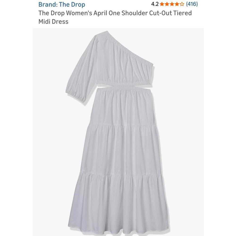 The Drop April Tiered Mid Dress White Small